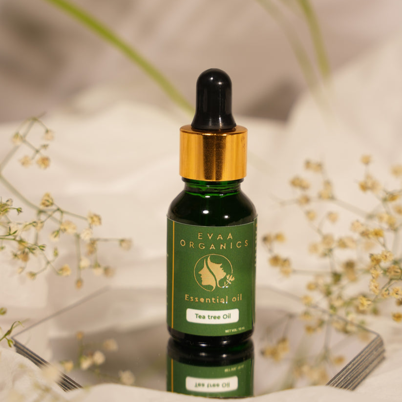 Pure Tea Tree Essential Oil for Face by Evaa Organics for acne-prone and blemish-prone skin
